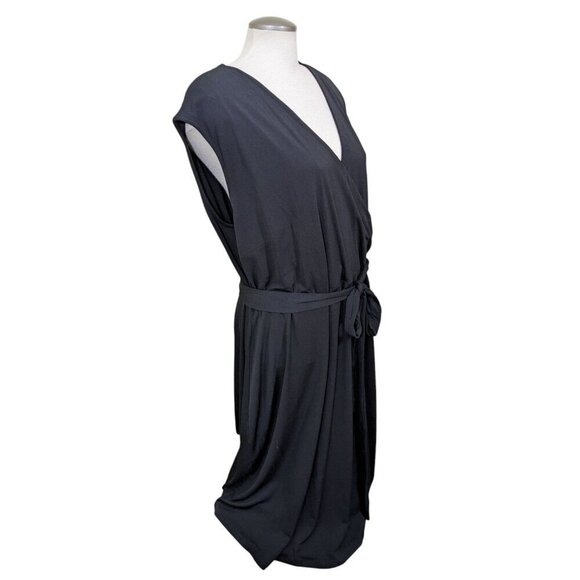 Love and Legend Dress Womens Plus 5X Black Surplice Belted Stretch Sleeveless - Picture 2 of 6